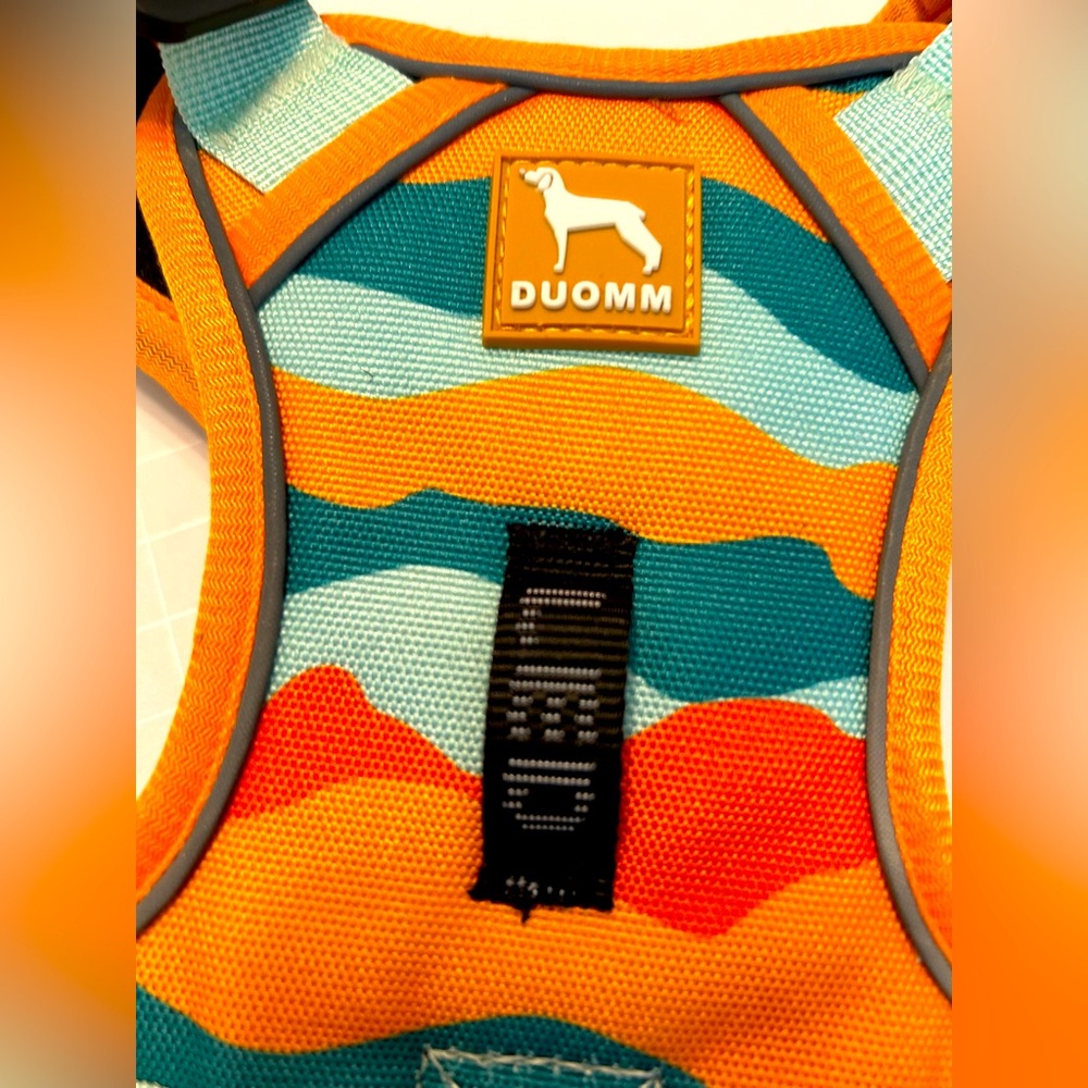 Orange & Teal Wave Pattern Dog Harness